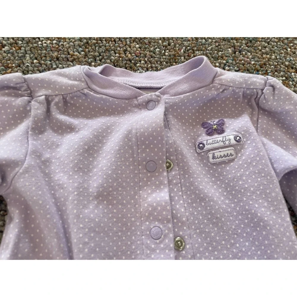 Carter's Girls Purple Spotted Butterfly Kisses Romper 6M